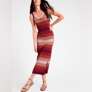 Banana Republic | Ombre Column MIDI Sweater Dress | Rose to Merlot Palette | M